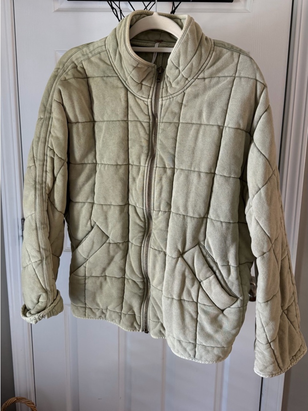 Free People Olive Green Quilted Jacket